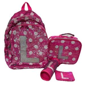 Justice Backpack Set Pink 4 Pc Bag Lunch box Bottle holder Wallet Rare Amazing🤩